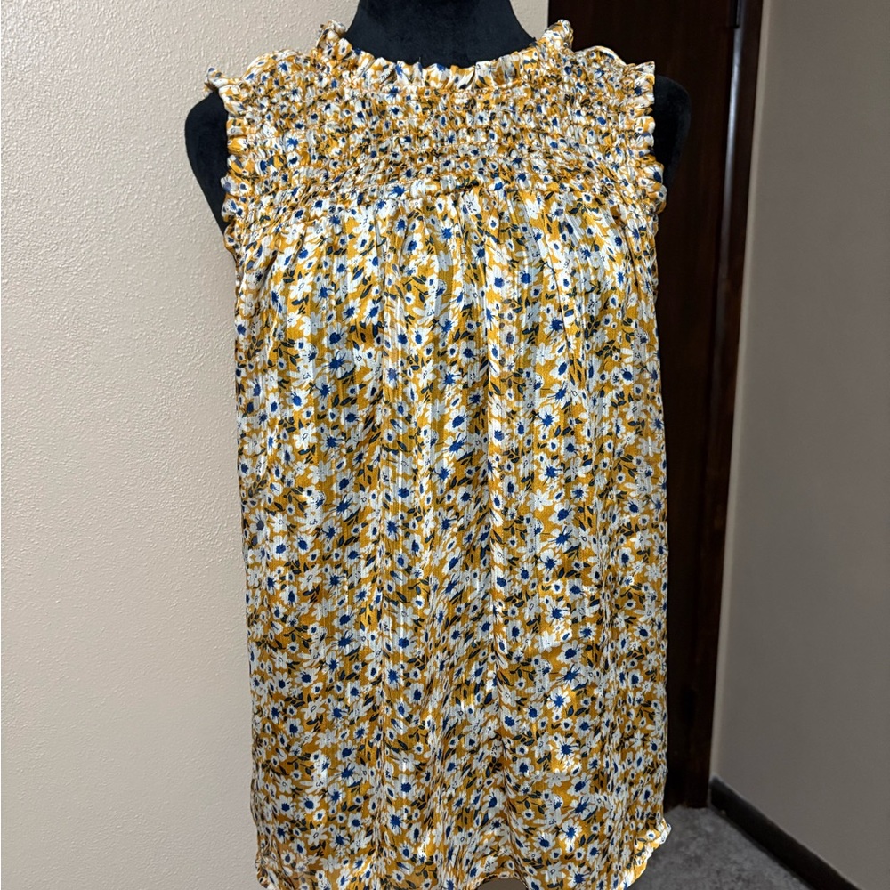 RACHEL Rachel Roy Mustard and White Floral Top